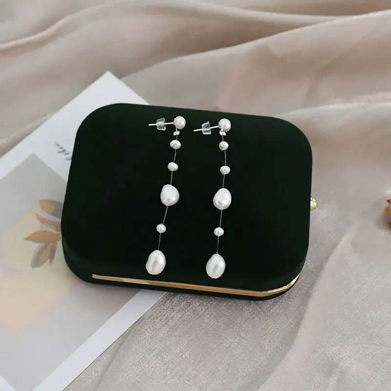 Baroque Pearl Long Earrings 925 Silver