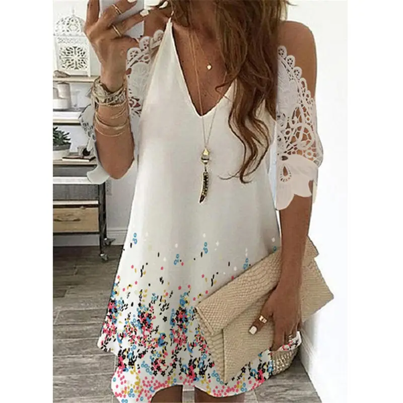 Women's V-Neck Floral Skirt Dress XS-5XL - Image 5