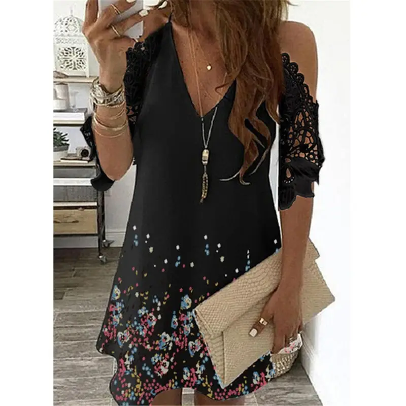 Women's V-Neck Floral Skirt Dress XS-5XL - Image 6