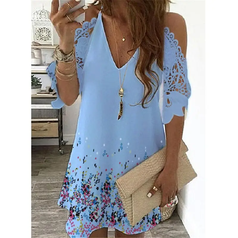 Women's V-Neck Floral Skirt Dress XS-5XL - Image 7