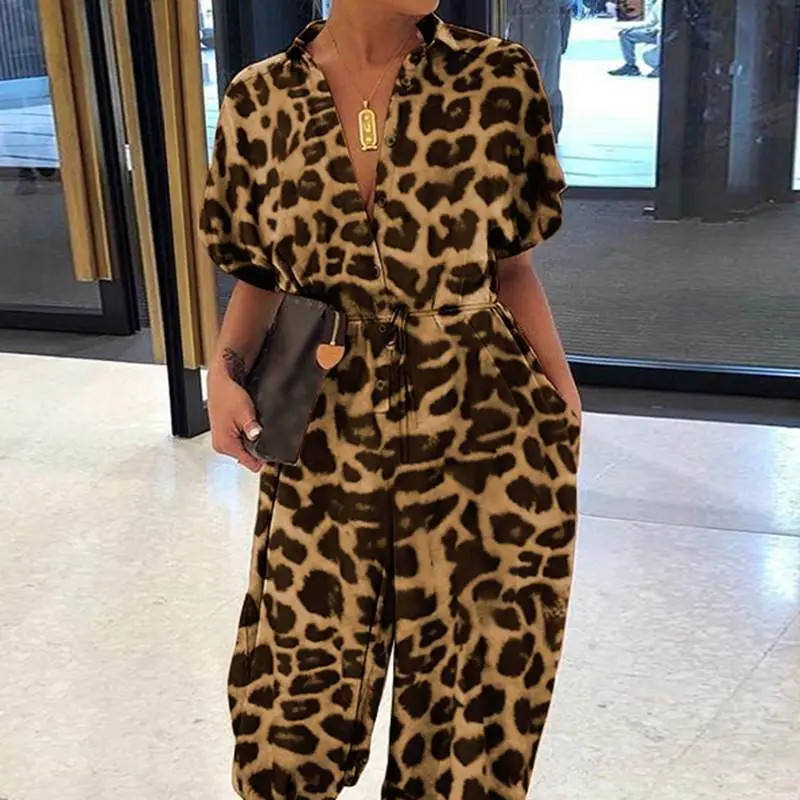 2023 Leopard Print Jumpsuit Women Loose Fit Pants - Image 7