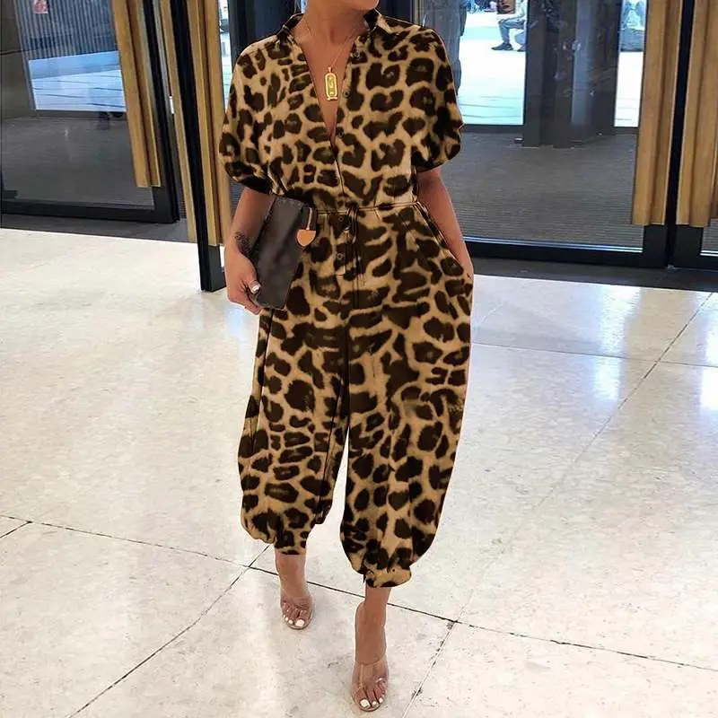 2023 Leopard Print Jumpsuit Women Loose Fit Pants - Image 10