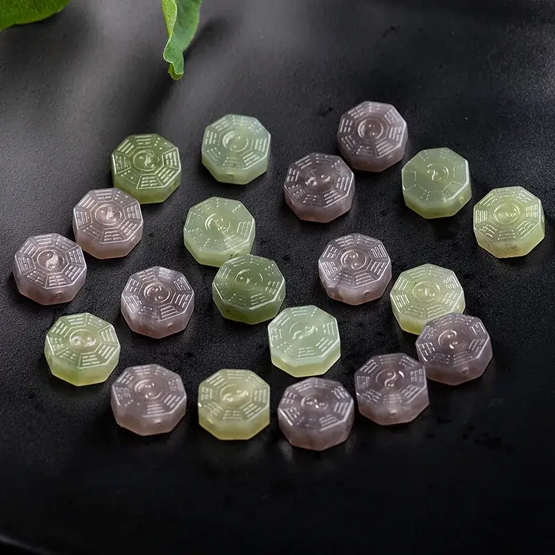 Natural Hetian Jade Pendant White Green Purple Carved Design - Image 5