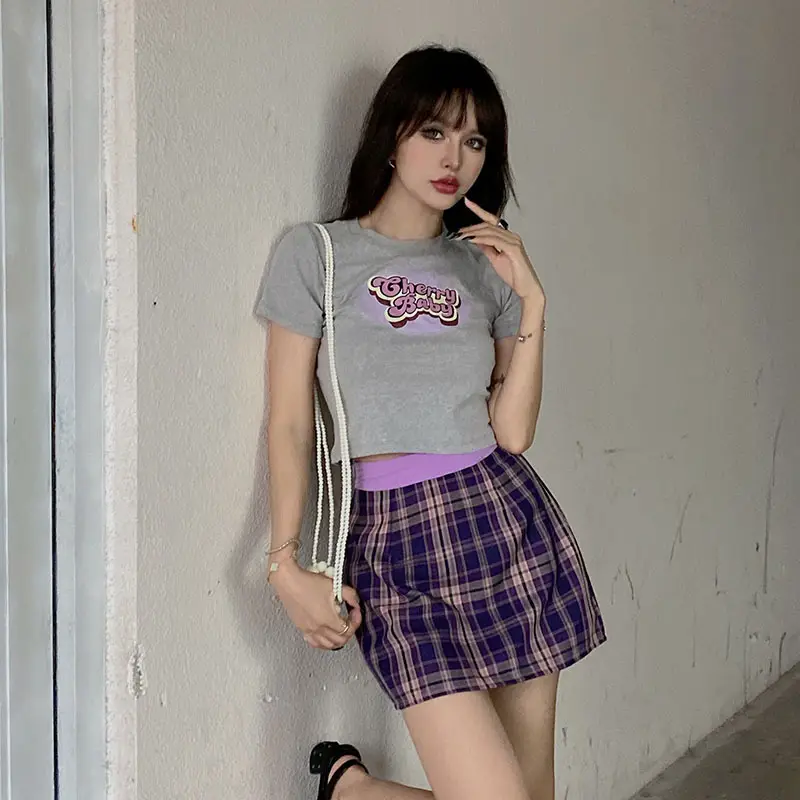 Plaid Pleated Skirt Women High Waist Zipper - Image 2