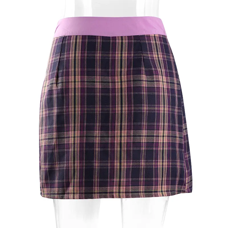Plaid Pleated Skirt Women High Waist Zipper — feature 16