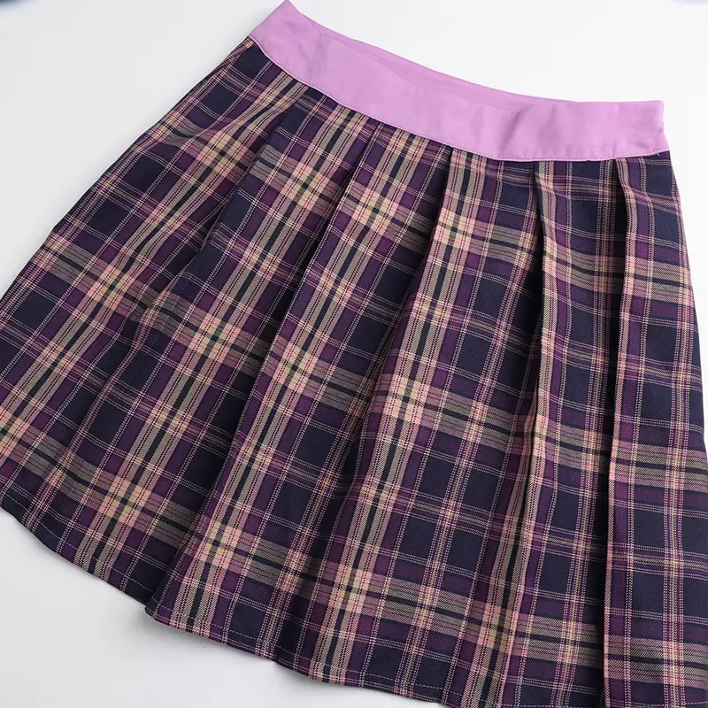 Plaid Pleated Skirt Women High Waist Zipper — feature 18