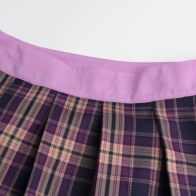 Plaid Pleated Skirt Women High Waist Zipper — feature 19