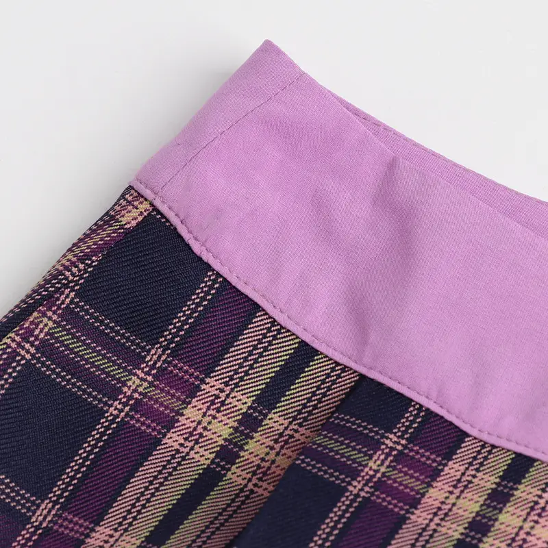 Plaid Pleated Skirt Women High Waist Zipper — feature 20