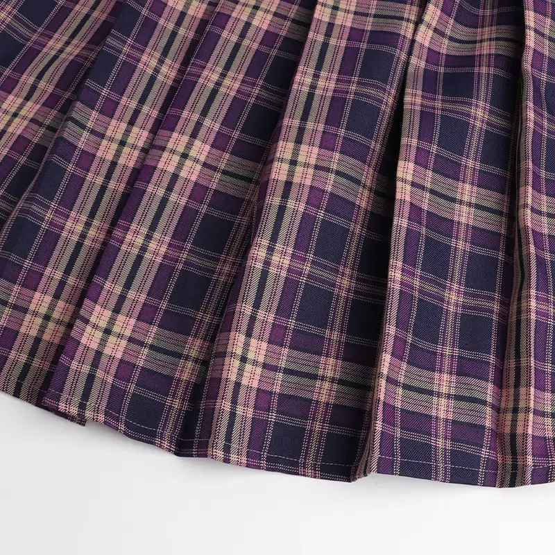 Plaid Pleated Skirt Women High Waist Zipper — feature 21