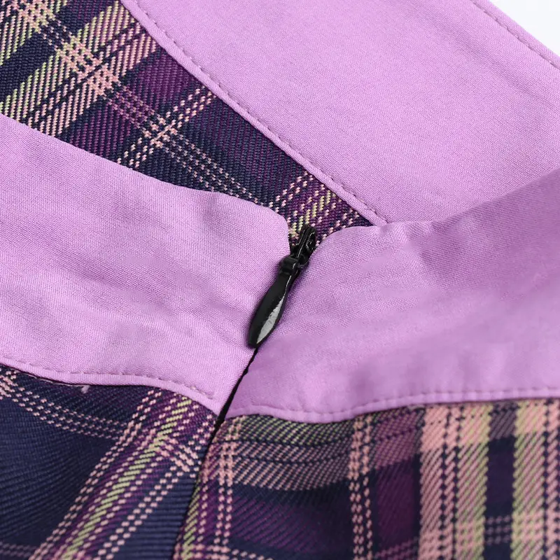 Plaid Pleated Skirt Women High Waist Zipper — feature 23