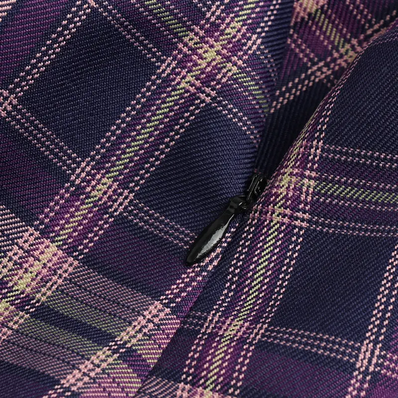 Plaid Pleated Skirt Women High Waist Zipper — feature 24