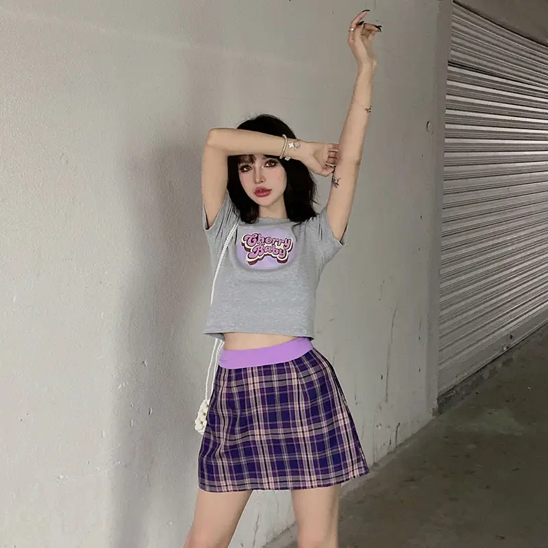 Plaid Pleated Skirt Women High Waist Zipper — feature 6