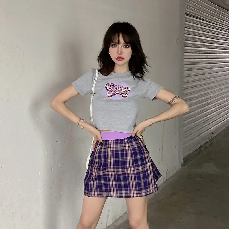 Plaid Pleated Skirt Women High Waist Zipper — feature 7