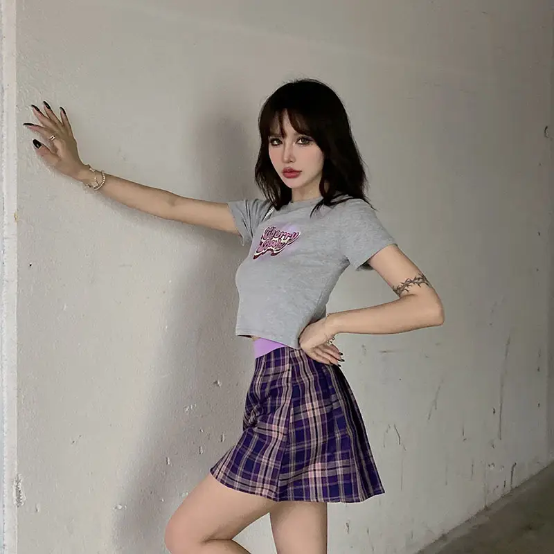 Plaid Pleated Skirt Women High Waist Zipper — feature 8