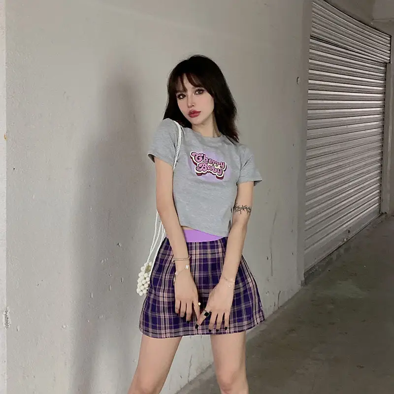 Plaid Pleated Skirt Women High Waist Zipper — feature 9