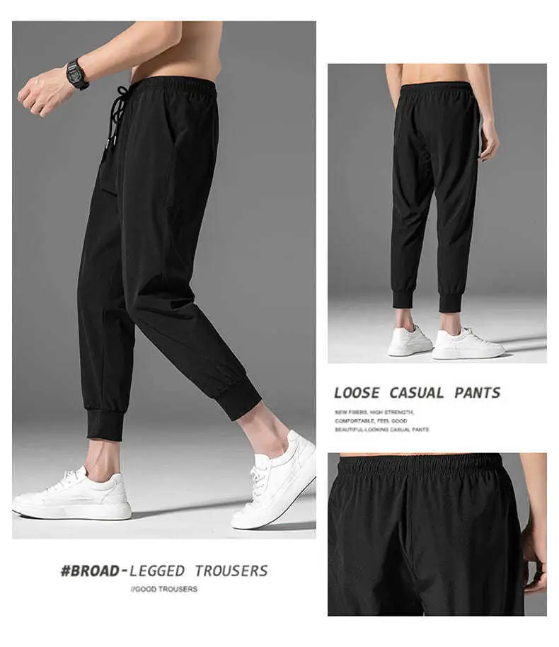 Men Summer Thin Pants Large Loose Breathable Gray — feature 10