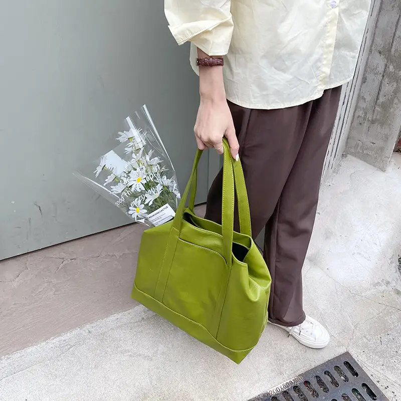 Green PU Tote Bag for Women Large Capacity - Image 7