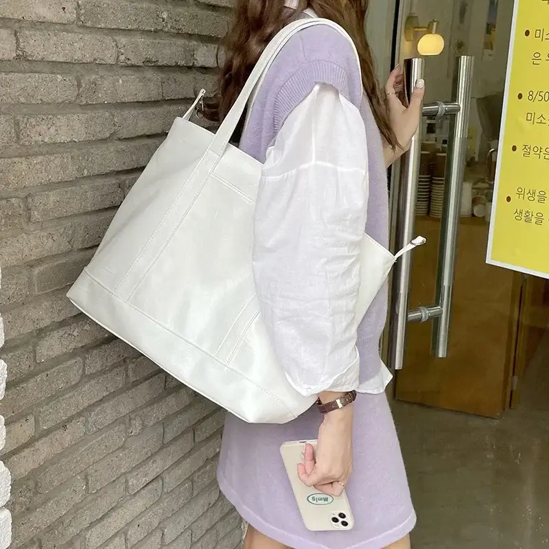 Green PU Tote Bag for Women Large Capacity - Image 2