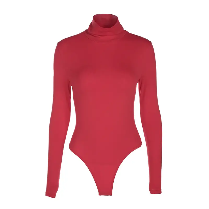Long Sleeve Red One-Piece Women's T-Shirt Jumpsuit - Image 5