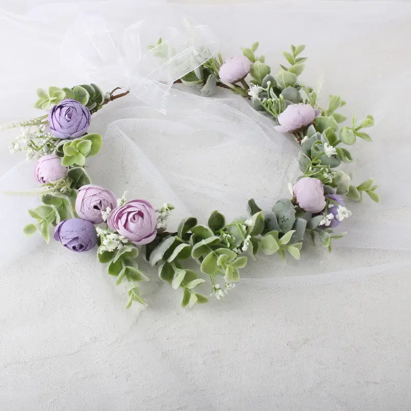 Purple Floral Bridal Hairband for Weddings