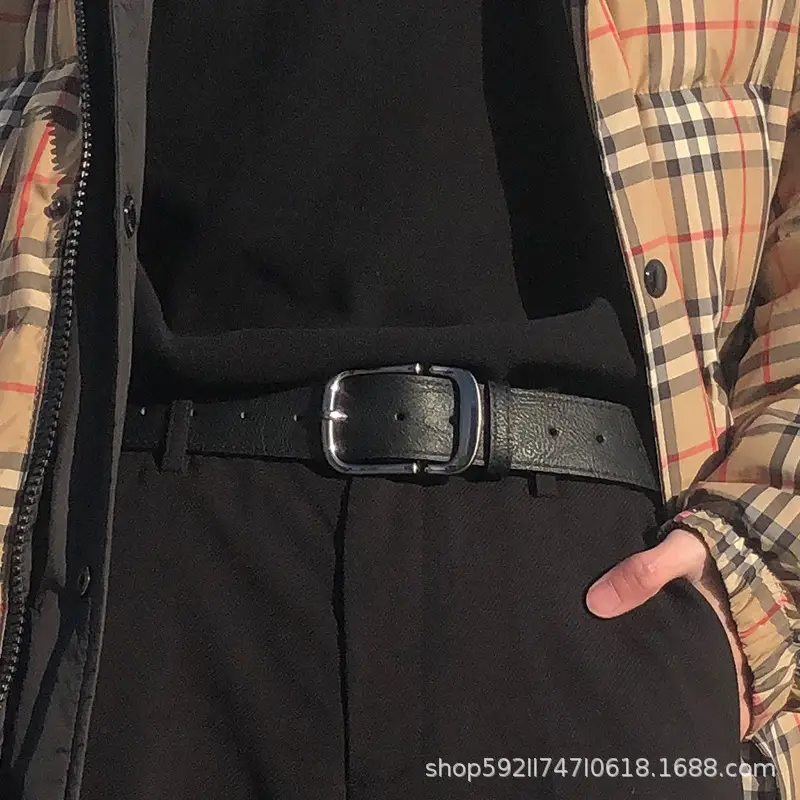 New Men's Black Belt with Silver Buckle