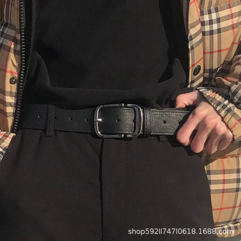 New Men's Black Belt with Silver Buckle