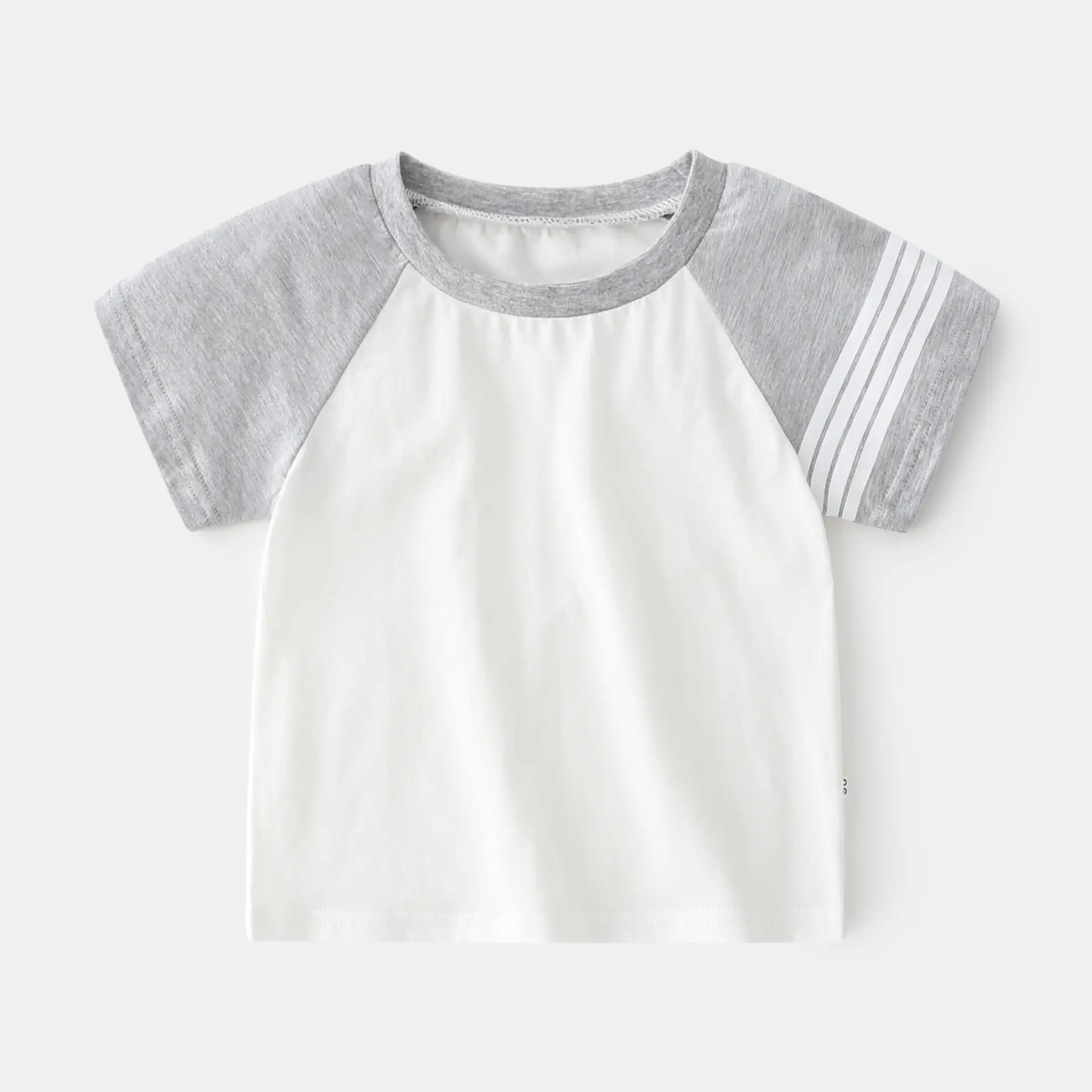 New Summer Boys Cotton Raglan Sleeve T-Shirt Grey Blue - Image 2