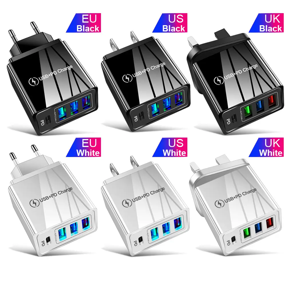 3.1A 3USB+PD Travel Charger with PD Head - Image 3