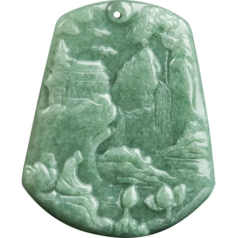 Green Jade Mountain Water Pendant for Men Women - Image 5