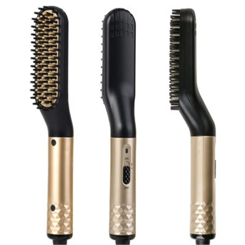 Factory Direct Men's Hair Straightener Comb Gold Black - Image 2