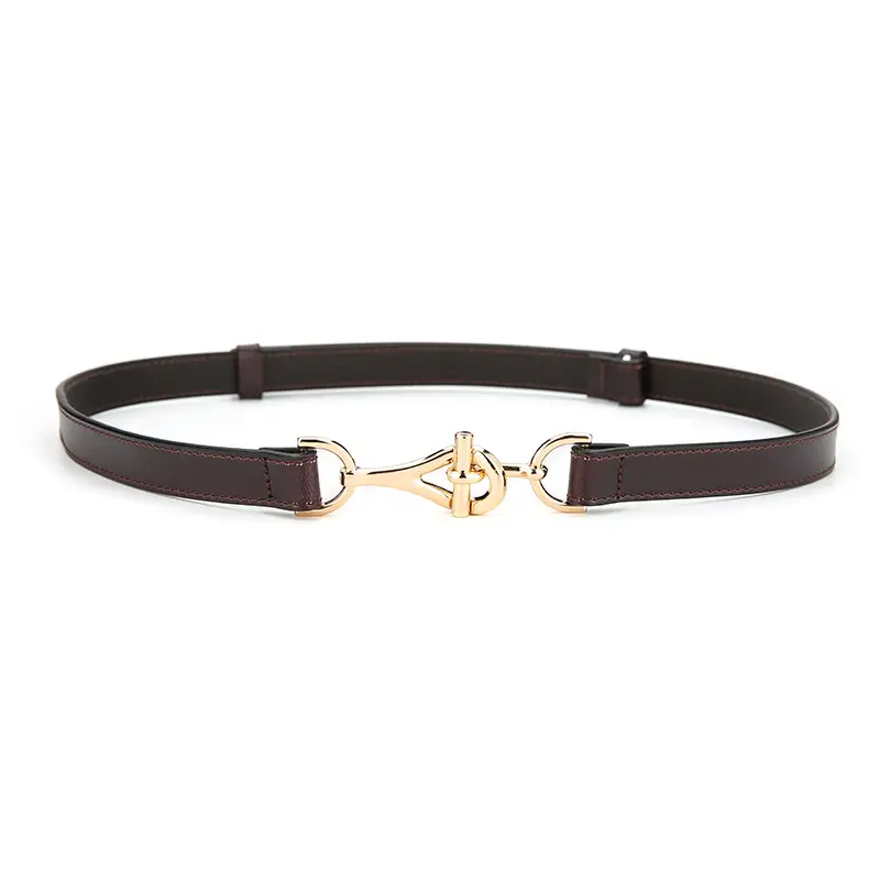 Women's Brown Leather Belt with Gold Chain Decor - Image 10