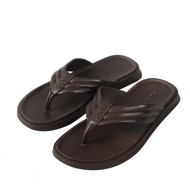 White Korean Style Men's Flip Flops Summer Slippers