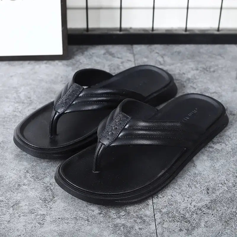 White Korean Style Men's Flip Flops Summer Slippers