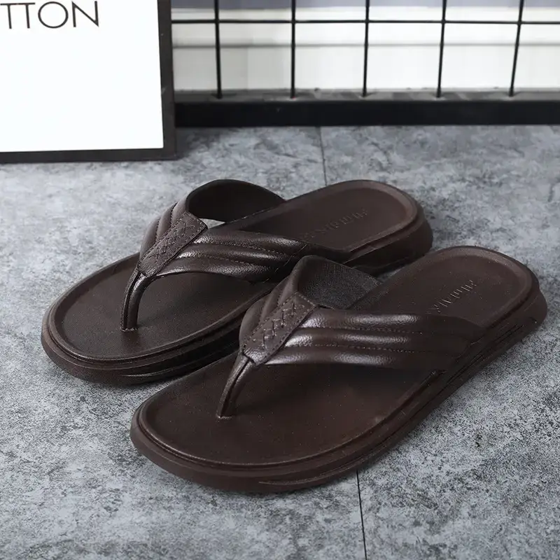 White Korean Style Men's Flip Flops Summer Slippers