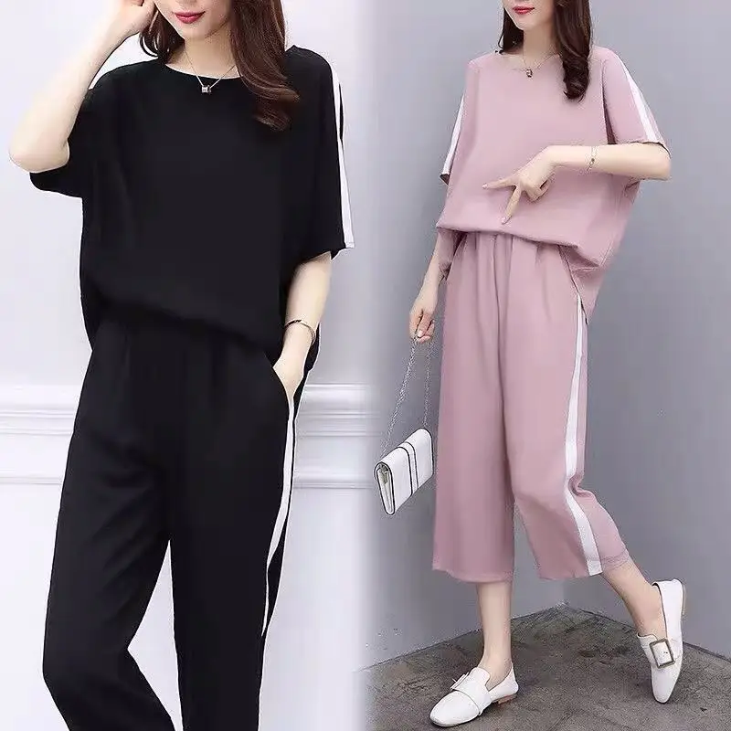 200 Jin Large Women's Pink & Black Loose Two-Piece Set - Image 4