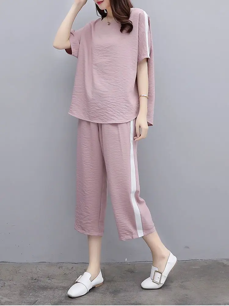 200 Jin Large Women's Pink & Black Loose Two-Piece Set — feature 15