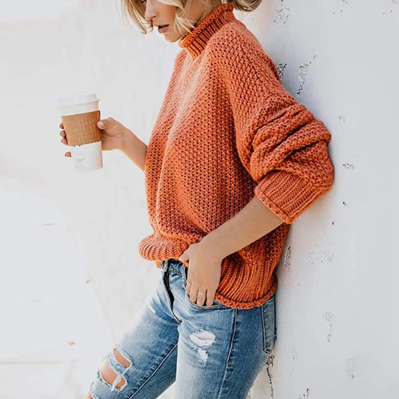 Women's Pink Knit Turtleneck Pullover 2025 - Image 18