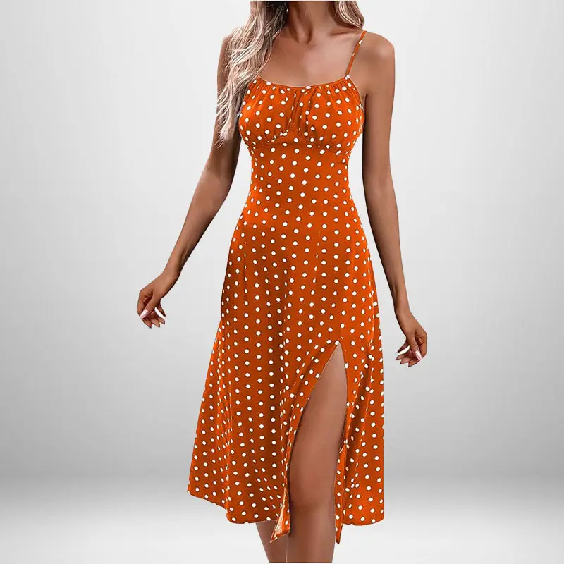 Women's Floral Lace-Up Slit Dress Yellow - Image 10
