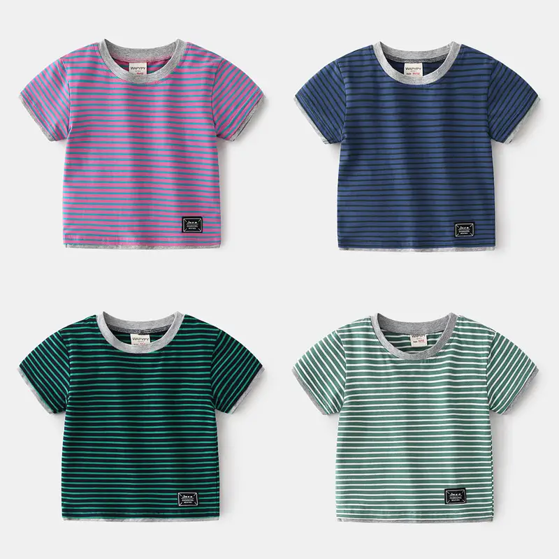 Kids Striped T-Shirt Green White 2024 - Image 5