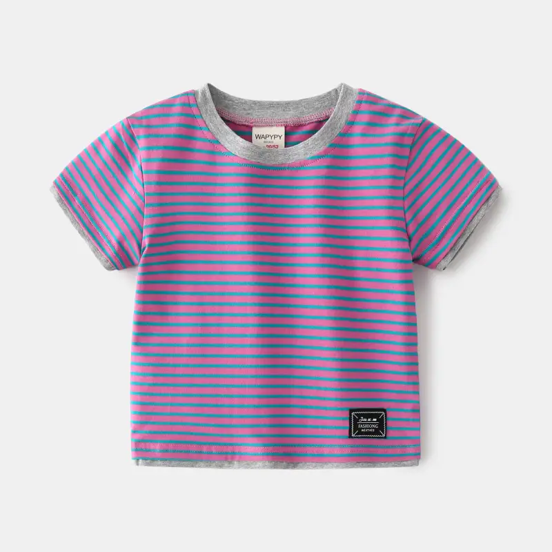 Kids Striped T-Shirt Green White 2024 - Image 2