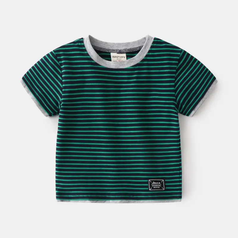 Kids Striped T-Shirt Green White 2024 - Image 4