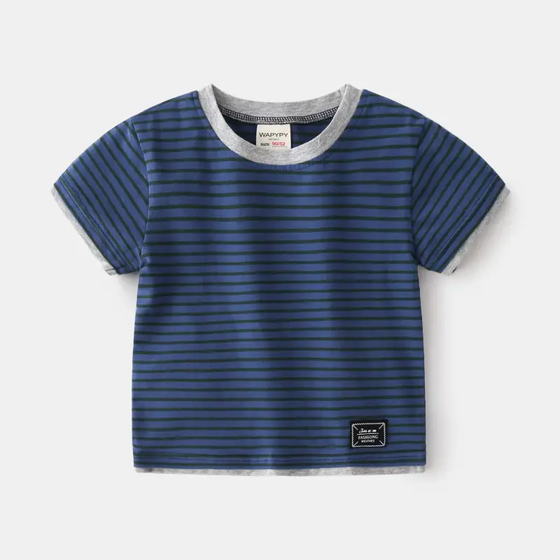 Kids Striped T-Shirt Green White 2024 - Image 3