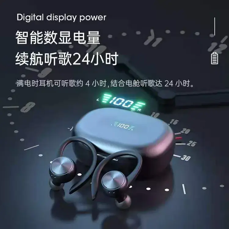 White Bluetooth Headset with LED Display & Sweat Proof Design - Image 12
