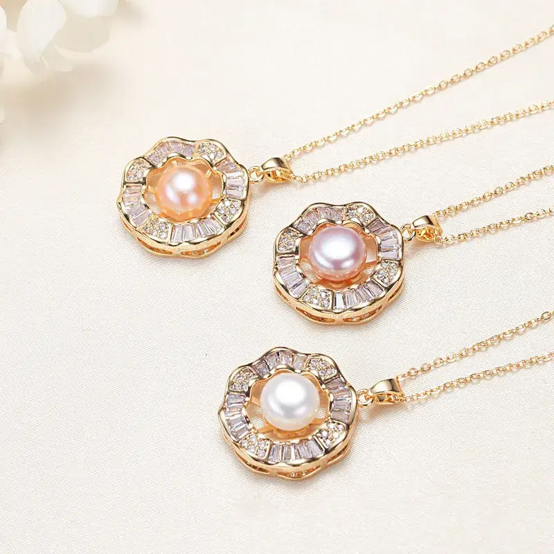 Gold Pearl Necklace with Crown Design - Image 10