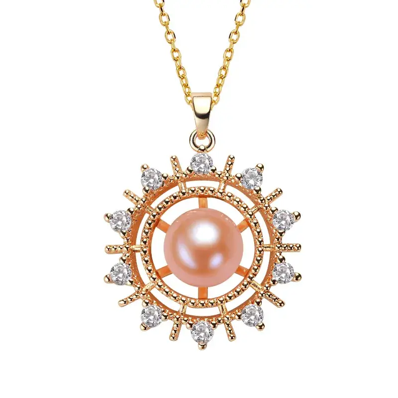 Gold Pearl Necklace with Crown Design - Image 11
