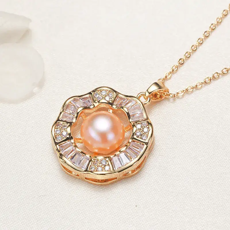 Gold Pearl Necklace with Crown Design - Image 5