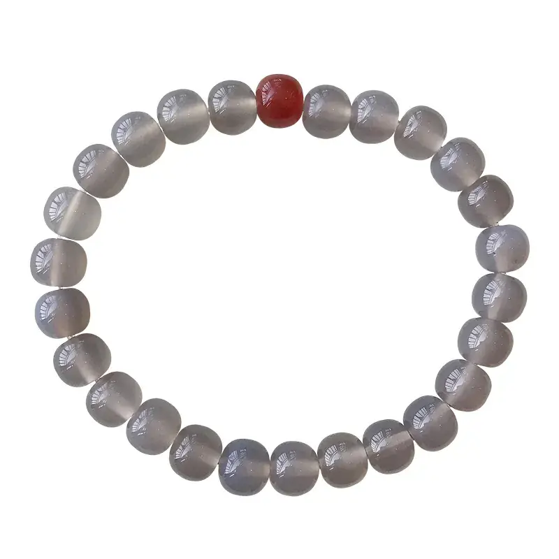 Jingyao Turkey Natural Purple Gray Agate Beads Bracelet Single Ring - Image 6