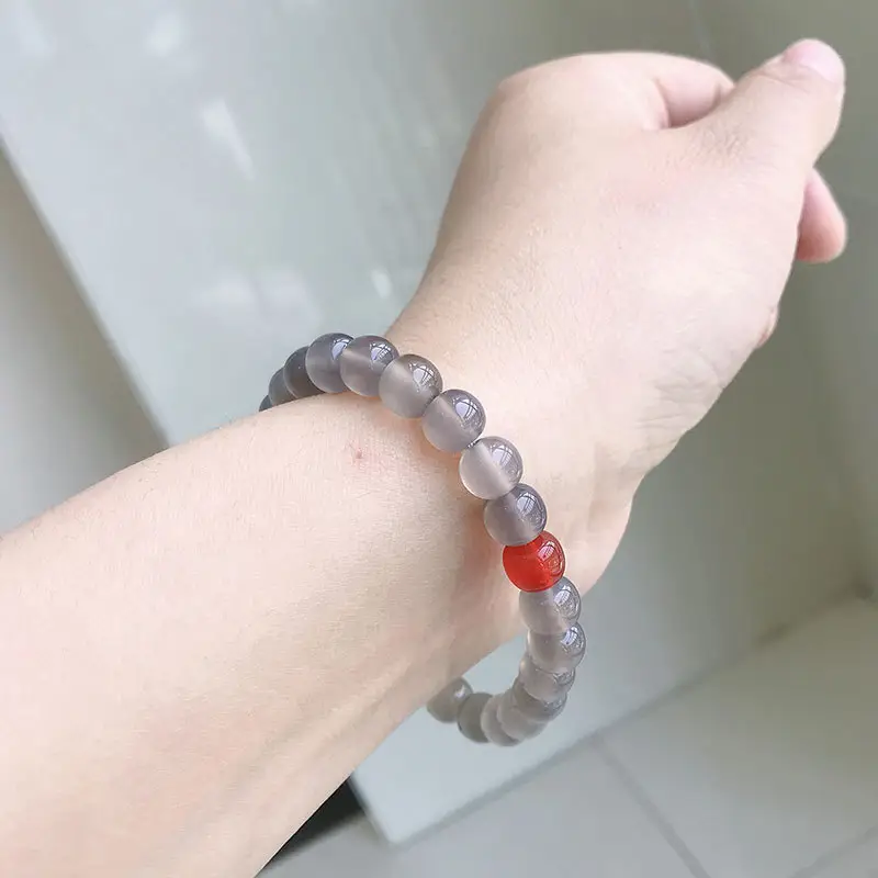 Jingyao Turkey Natural Purple Gray Agate Beads Bracelet Single Ring — feature 12