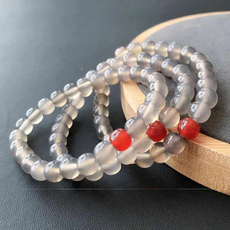 Jingyao Turkey Natural Purple Gray Agate Beads Bracelet Single Ring — feature 14