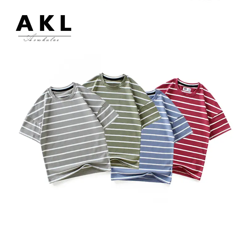 Kids Striped T-Shirts Moisture Wicking Loose Fit